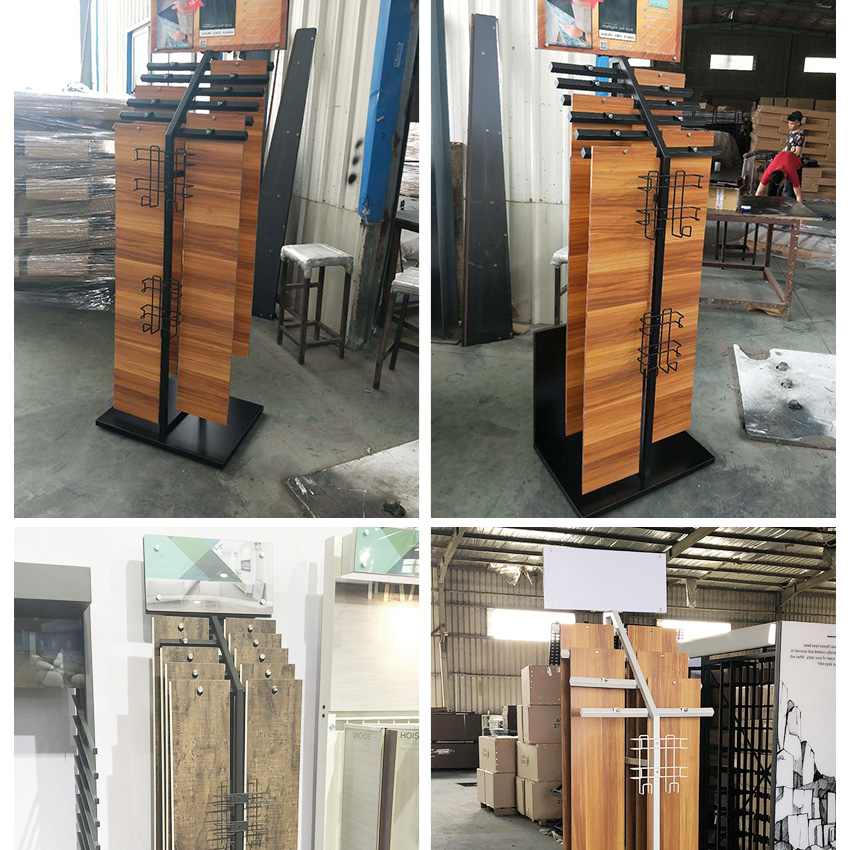 Showroom design Hardwood floor Solid wood floor Metal display Shelf