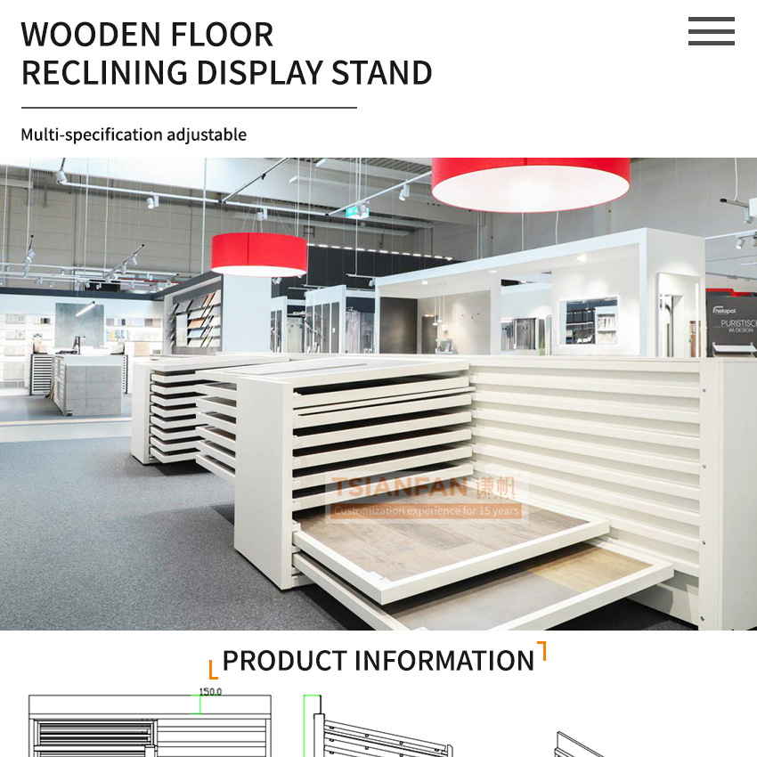 Solid wood floor slab sliding push pull display Steel Shelf