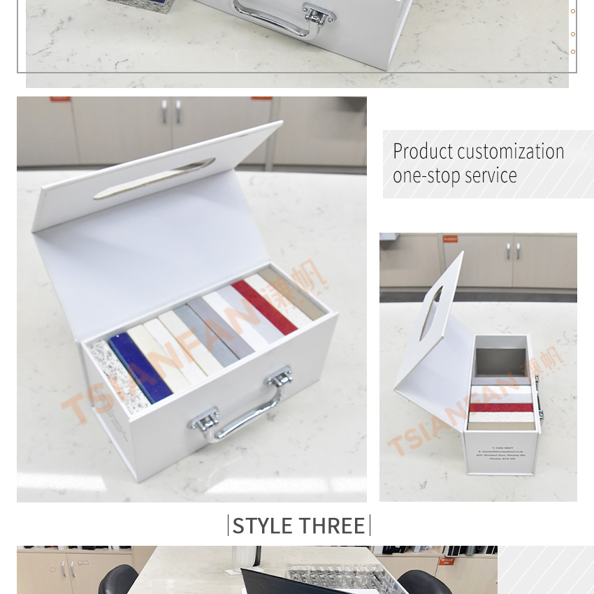 folding paper packaging show case tile mosaic granite stone displays box