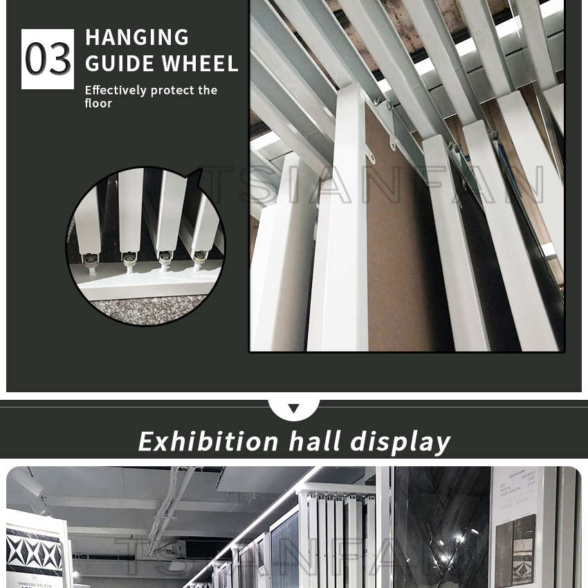 Hanging Sliding Tile Wood Granite Marble Sample Push Pull Display Stand TL005-4