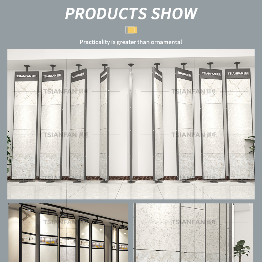 Exhibition hall Granite Quartz stone Plank rotating display rack