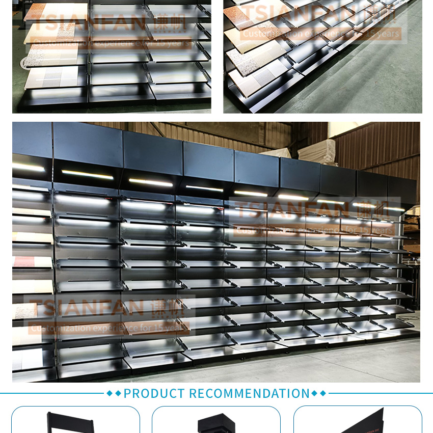 Quartz Display Floor Stand Custom Metal Sample Tower Display Rack LD037-3
