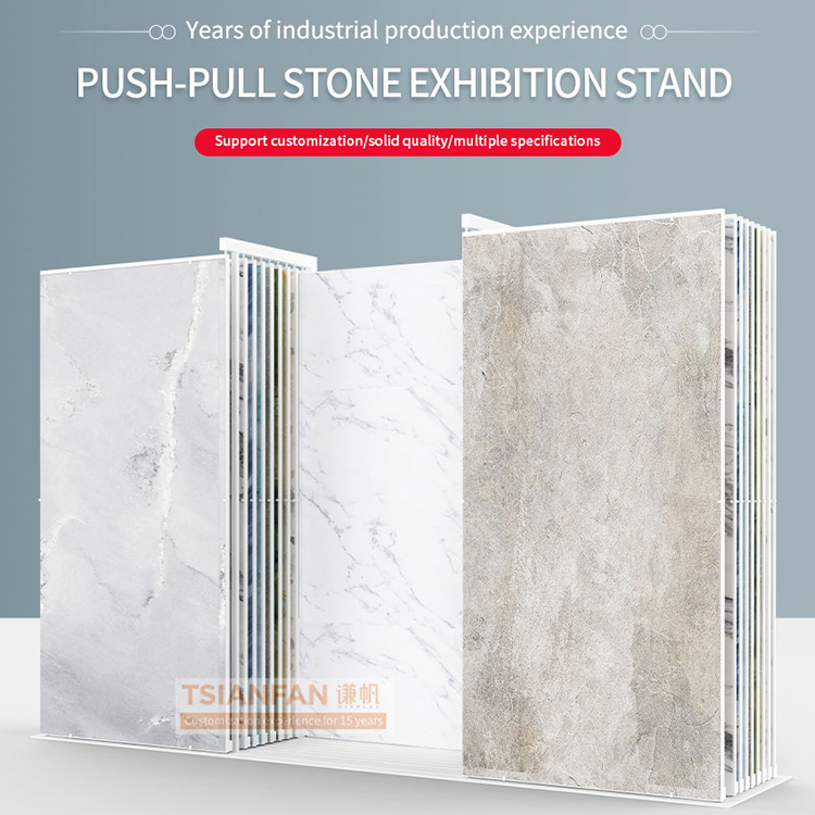Custom fashion vertical push-pull tile display rack