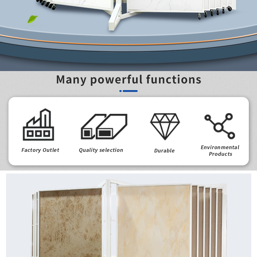 Customize Metal display rack Large Tile board Marble Stone sliding rotating Display Stand