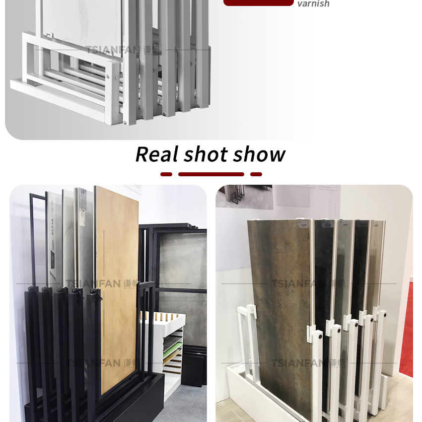 Solid wood floor push pull display rack Tile Marble Quartz sliding stand