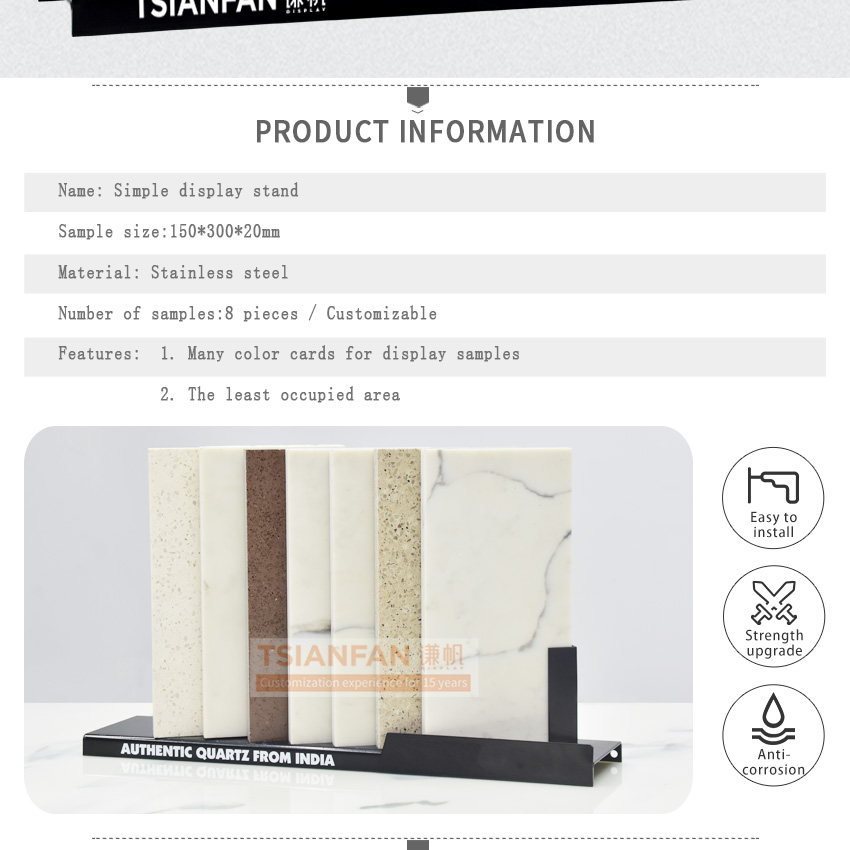 Quartz tile sample table display rack