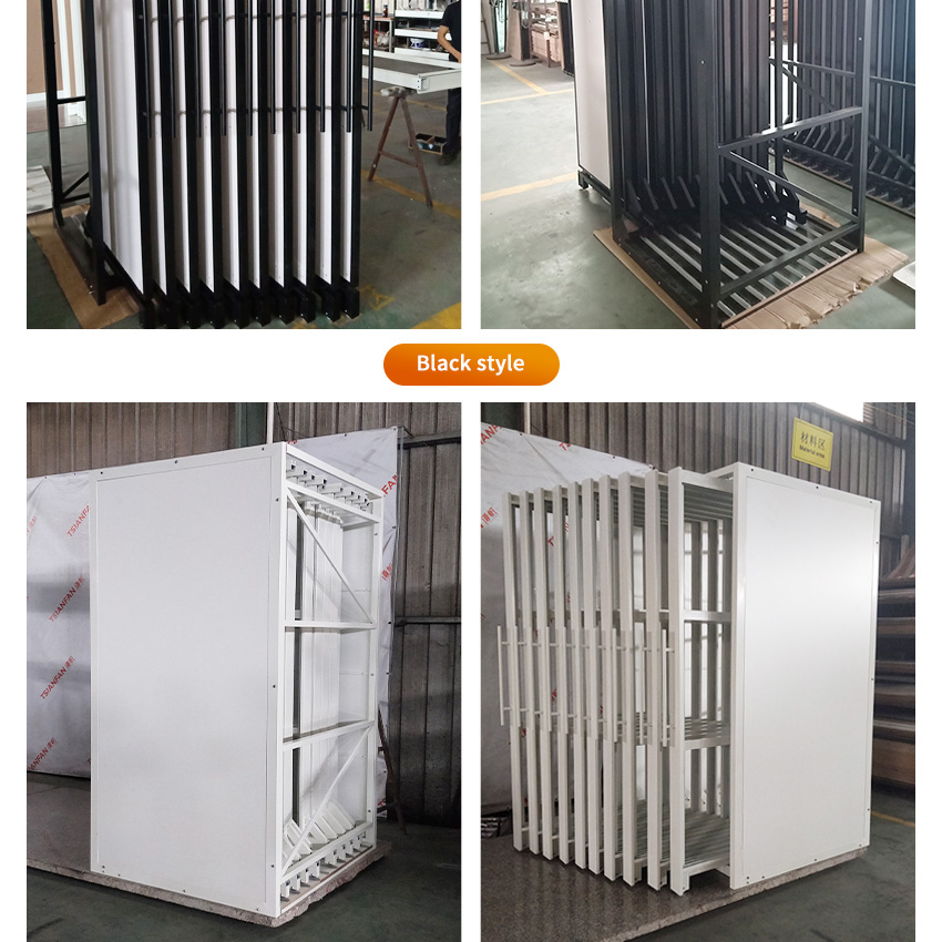 Tile push pull display rack Custom showroom granite slab rotate slider shelf
