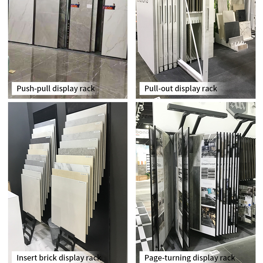 Factory Rotatable Granite Marble Sample Sliding push pull display Stand TL009-1