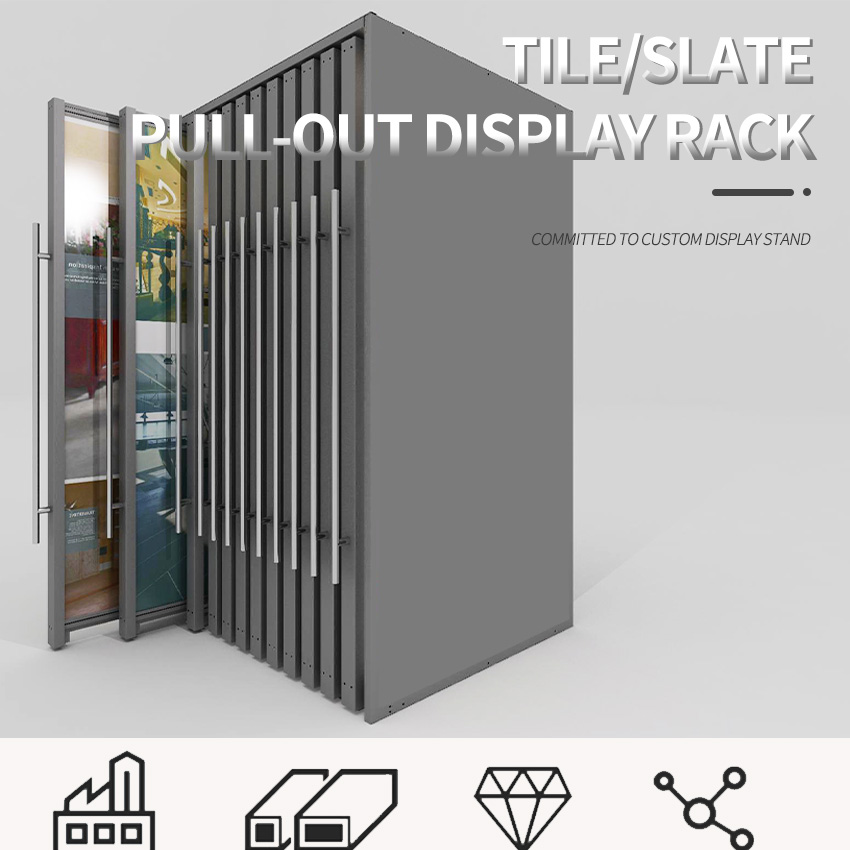 Factory Rotatable Granite Marble Sample Sliding push pull display Stand TL009-1