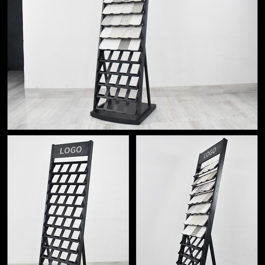 Hot Sale Custom Tower tile Quartz stone display Floor Standing rack LD014-1