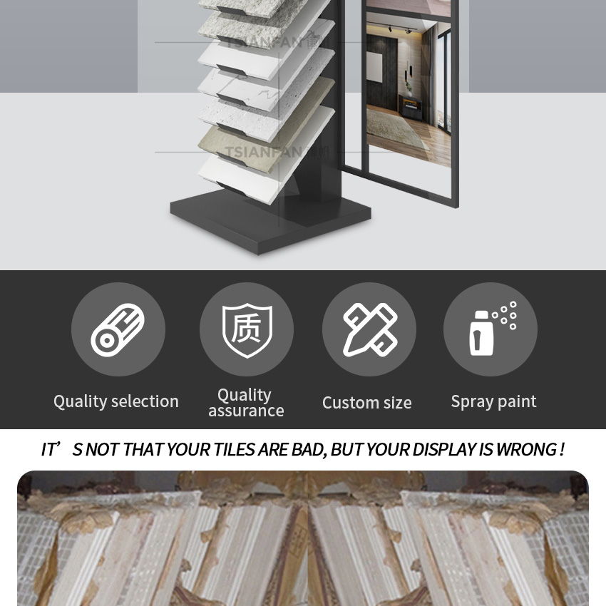 Showroom design Quartz Marble Wooden Tile stone Floor Display Stand