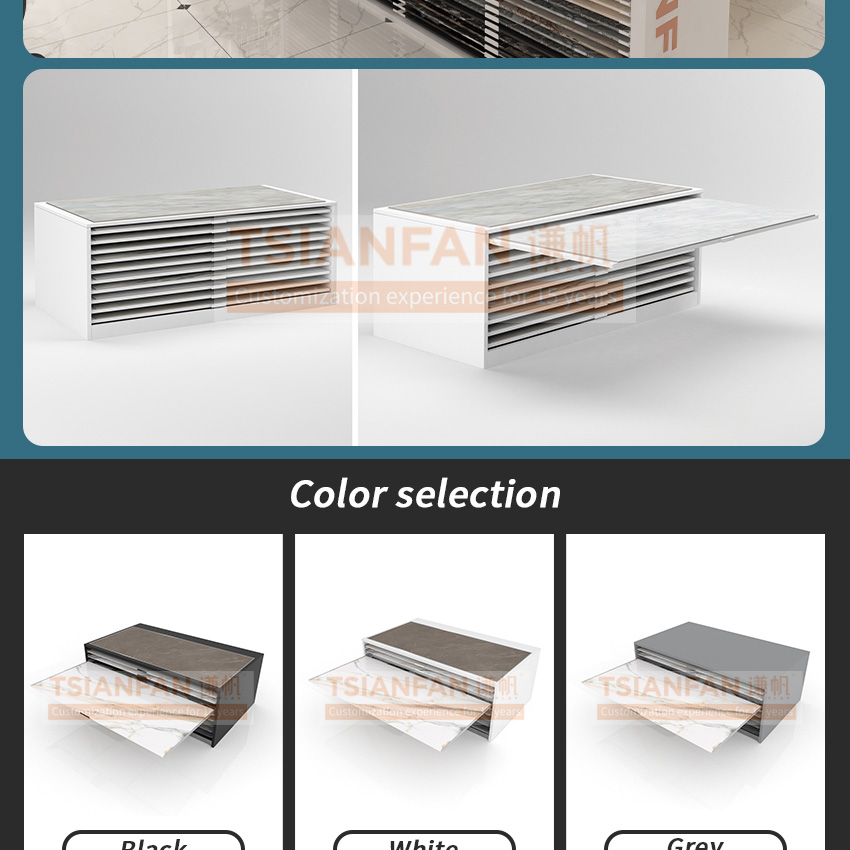 New design ceramic tile floor Quartz Samples Stone display Cabinet