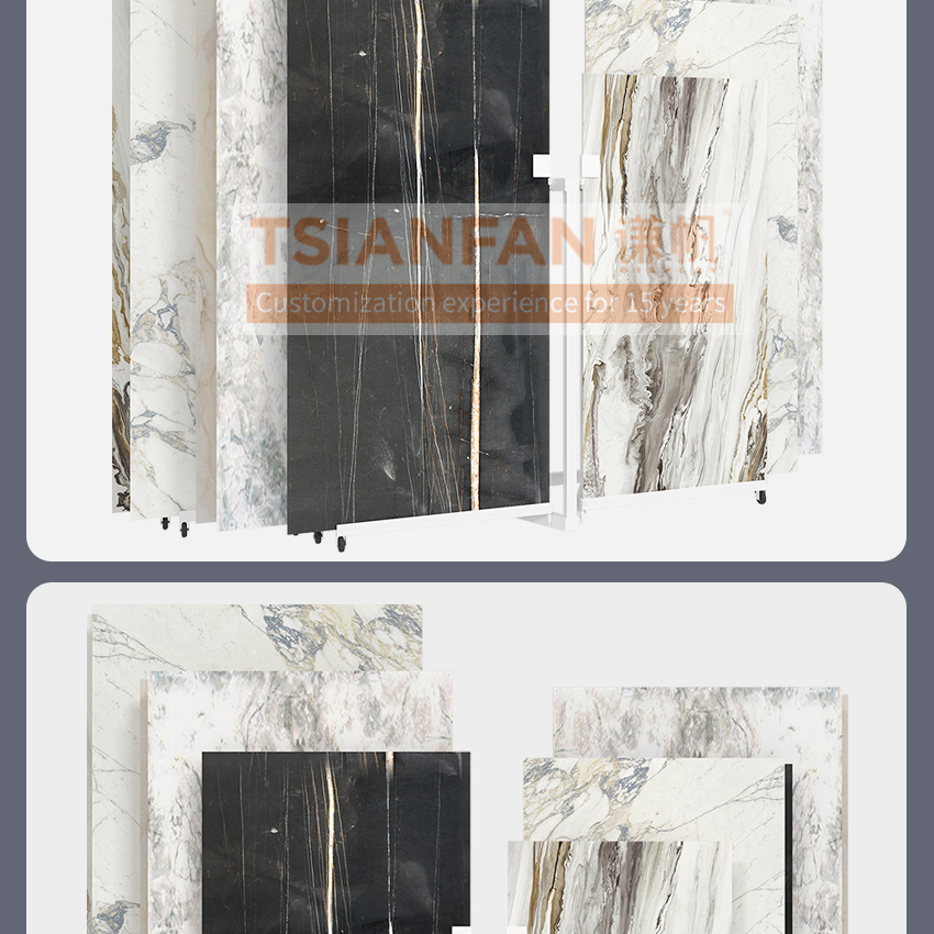 Ceramic Tile rotating page turning display rack stone display rack