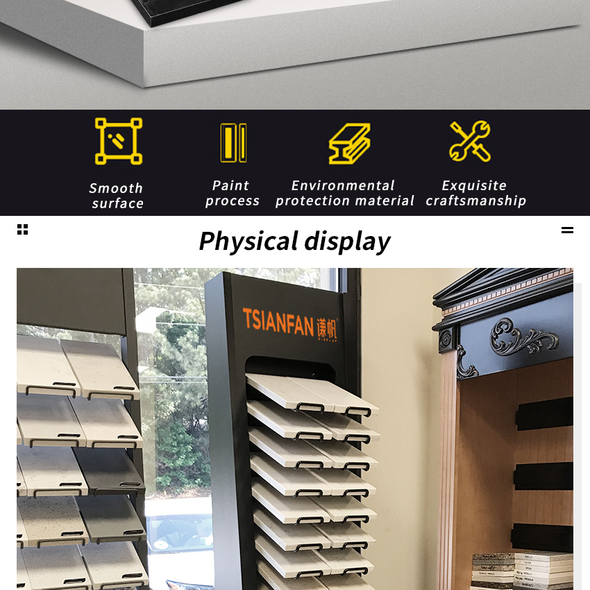 Granite Quartz Marble Tile Sample Floor Standing Showroom Custom Metal Stone Display Rack