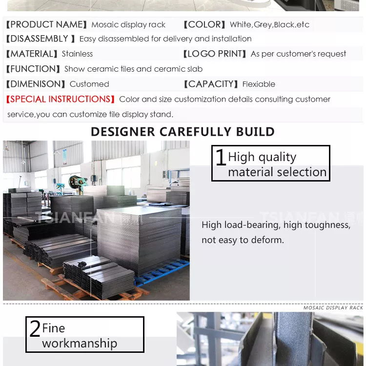 Mosaic Tile Stand Display Rotatable Roll Metal Floor Stand Indoor Exhibition Hall China Factory