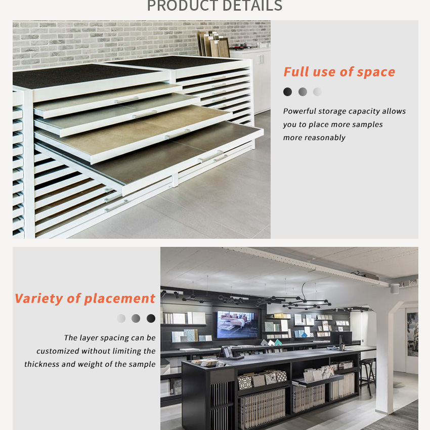 2023 Design black tile marble slabs sample display drawers exporter
