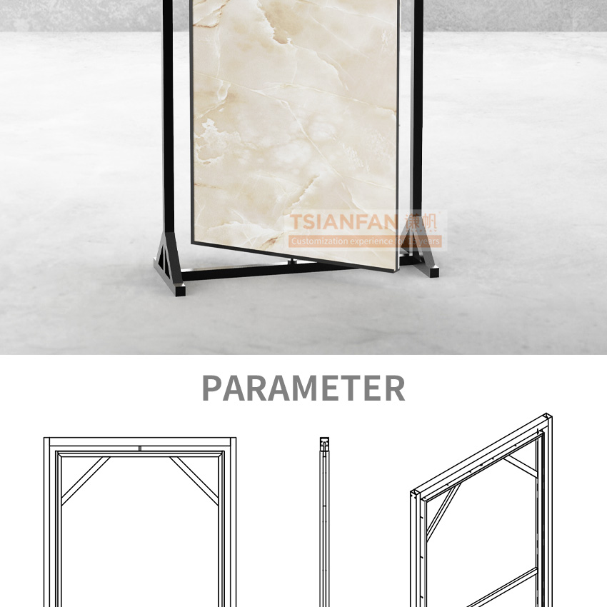Custom Rotating Large Panel Custom Granite Stone Sample Display Stand For Showroom-QT002