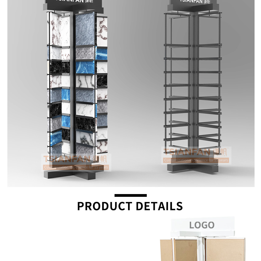 Tile quartz stone rotating display rack floor display stand