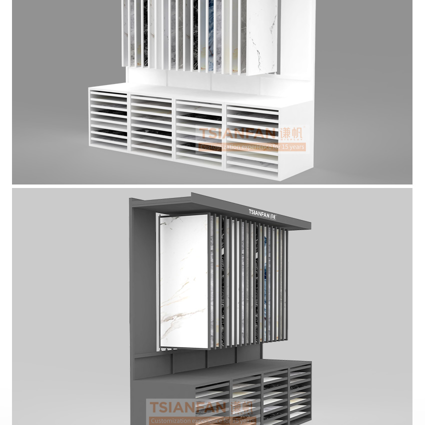 Tile marble stone combination display rack Ceramic drawer Metal shelf