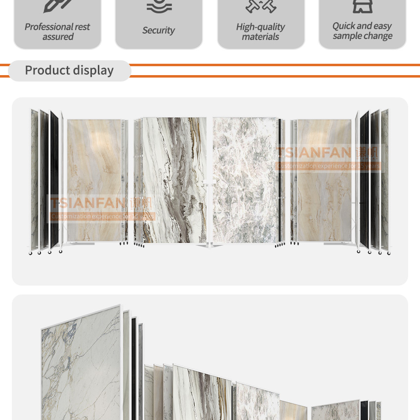 large tile page turning sliding display rack metal flooring rack