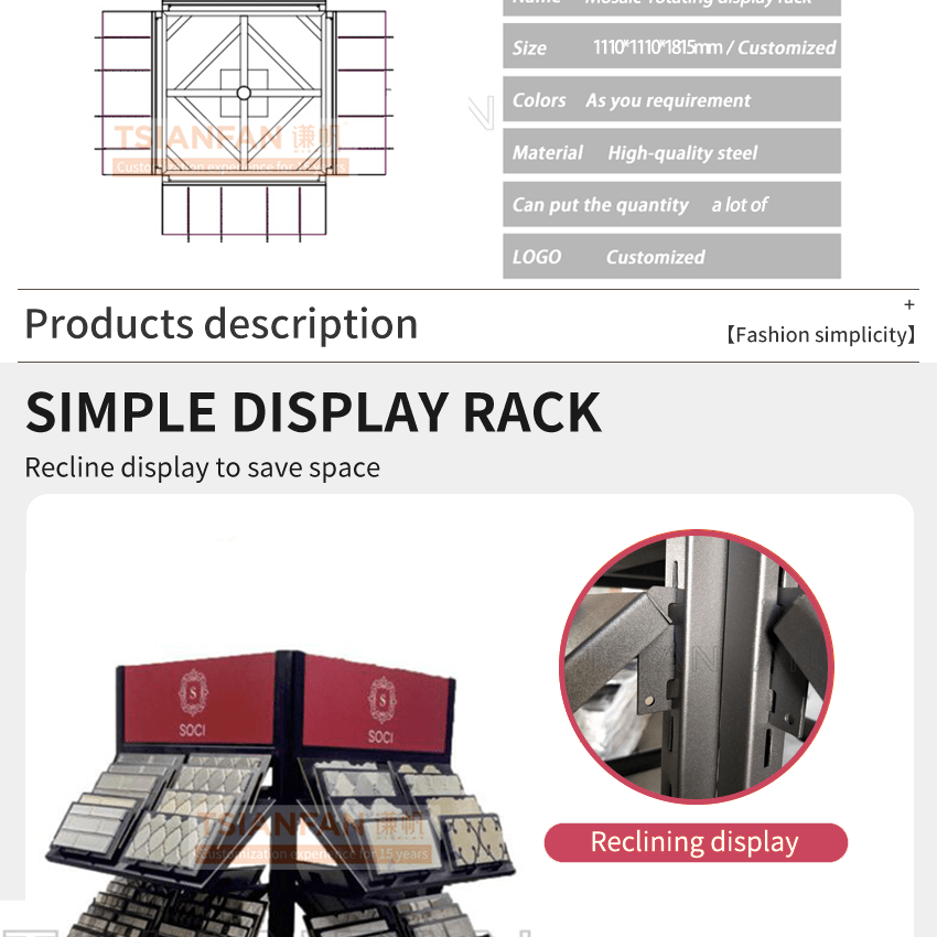 mosaic sample rotating display rack Natural stone Metal ceramic tile board multilayer display frame ML005