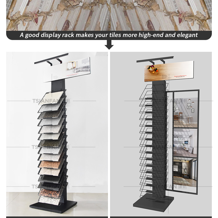 Showroom design Quartz Marble Wooden Tile stone Floor Display Stand