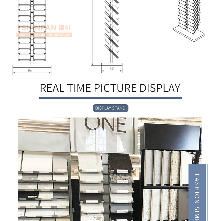 Customize Flooring display stand Marble quartz stone samplestone tile metal display floor stand SRL015