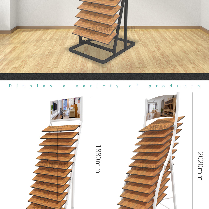 Wholesale Custom Hardwood Sample Metal Wooden Tile Display Flooring Racks Stand
