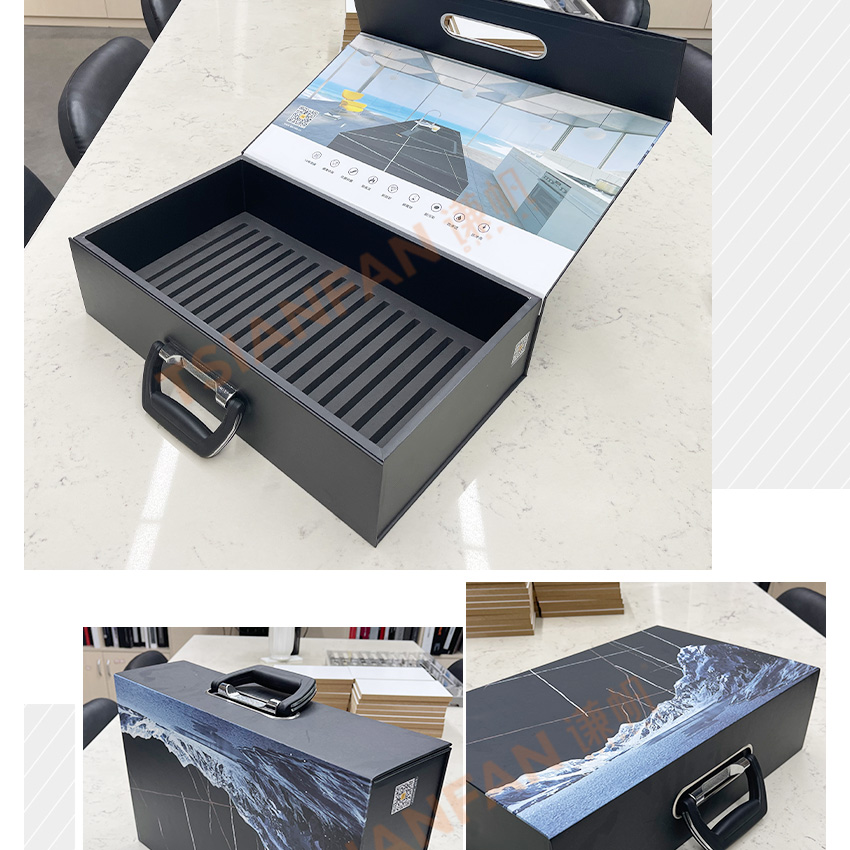 folding paper packaging show case tile mosaic granite stone displays box