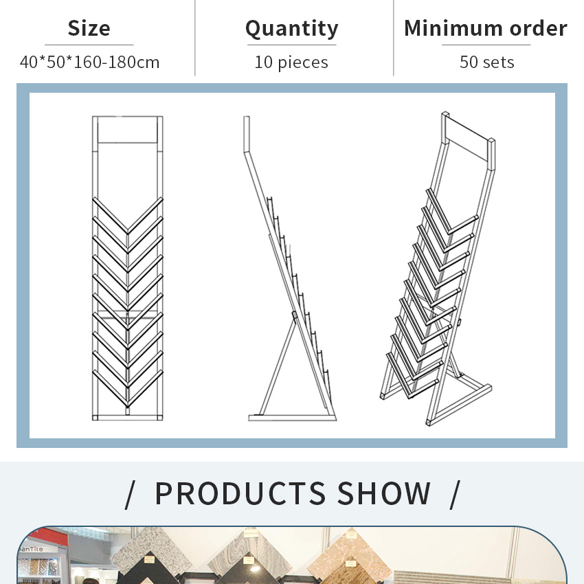 Factory Customize stone show metal shelf Tile Granite Floor stand SRL113