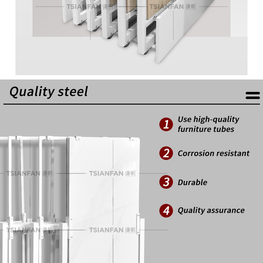 Solid wood floor push pull display rack Tile Marble Quartz sliding stand