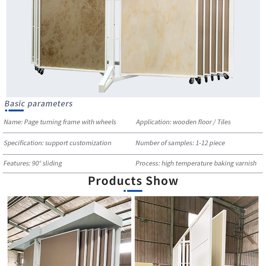 Customize Metal display rack Large Tile board Marble Stone sliding rotating Display Stand