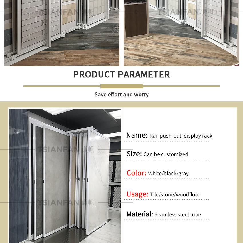Factory Horizontal Sliding Metal Granite Marble Tiles push pull Display Stand