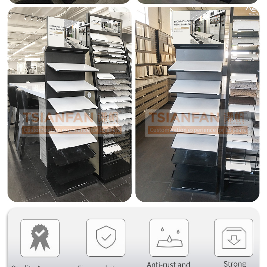 Quartz Display Floor Stand Custom Metal Sample Tower Display Rack LD037-3