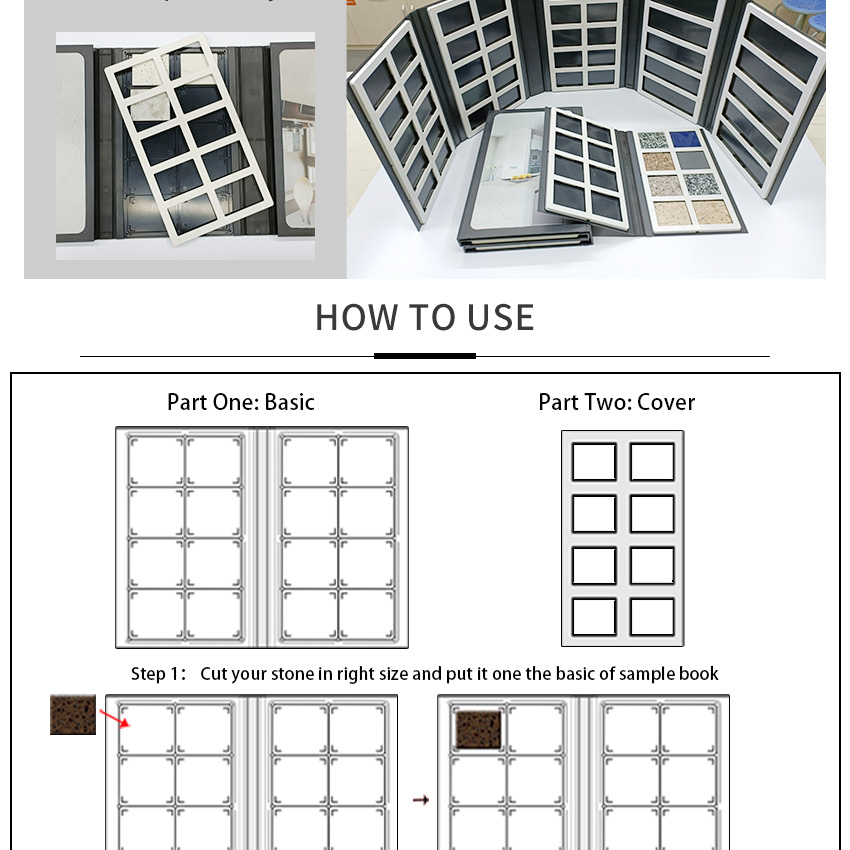 High Quality Plastic Marble Mosaic Granite Sample Display Books