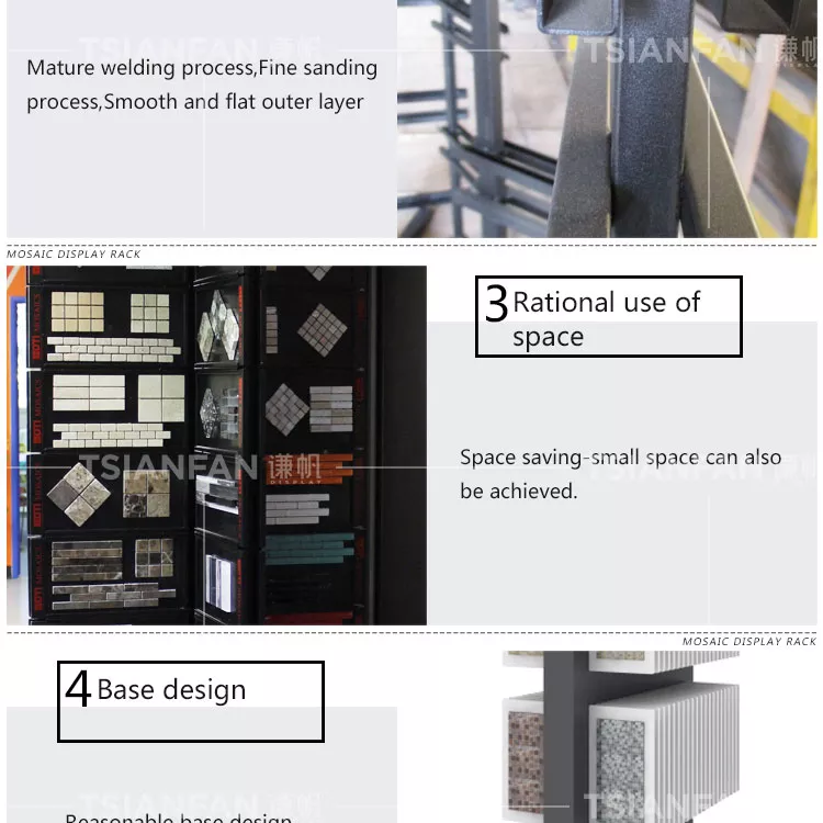 Mosaic Tile Stand Display Rotatable Roll Metal Floor Stand Indoor Exhibition Hall China Factory