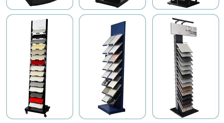 LED light slot Ceramic tile stone display metal floor stand