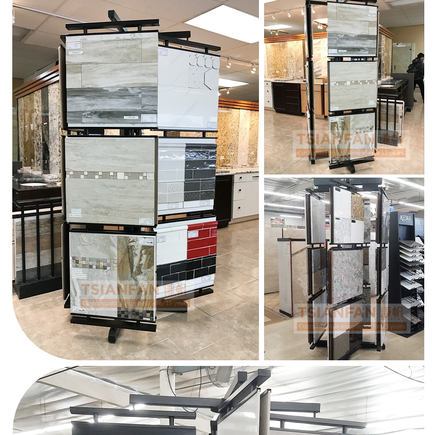 Tile quartz stone rotating display rack floor display stand