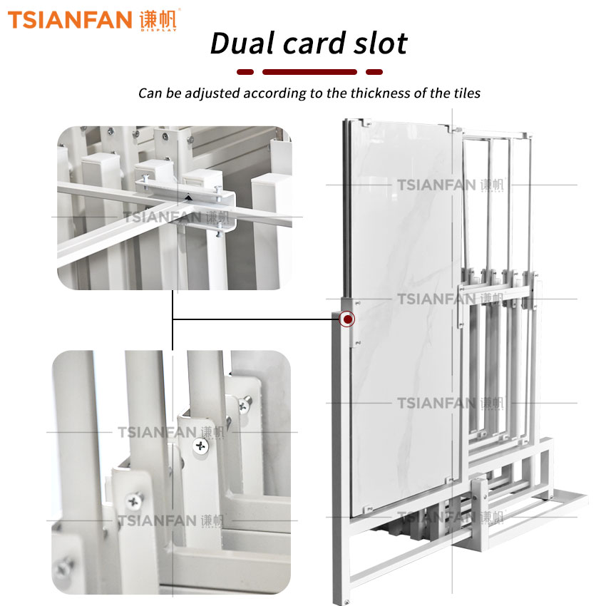 Solid wood floor push pull display rack Tile Marble Quartz sliding stand