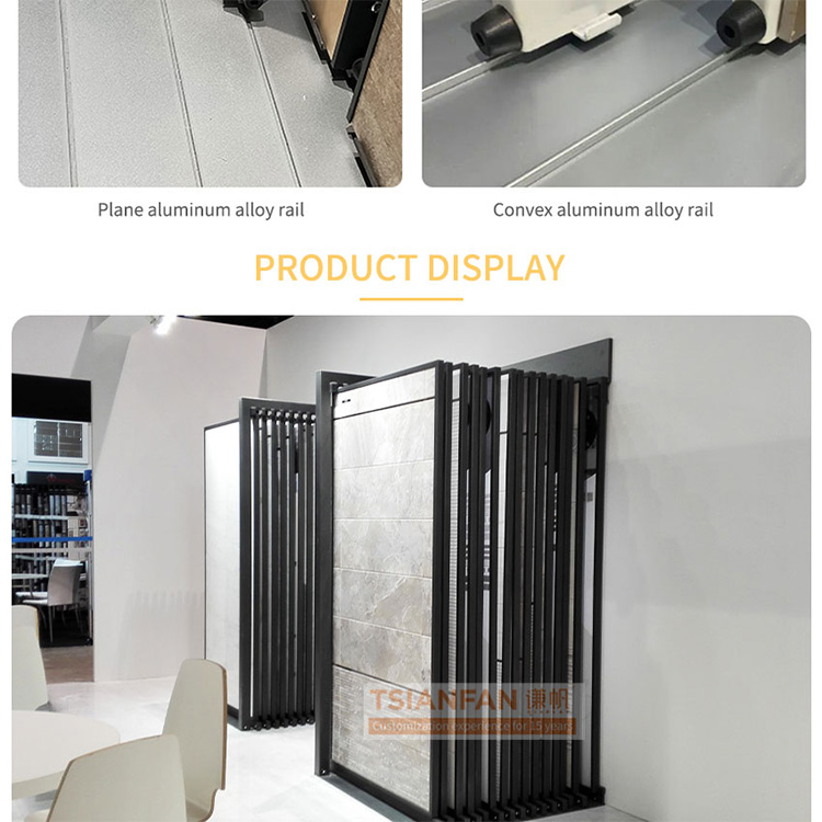 Custom fashion vertical push-pull tile display rack