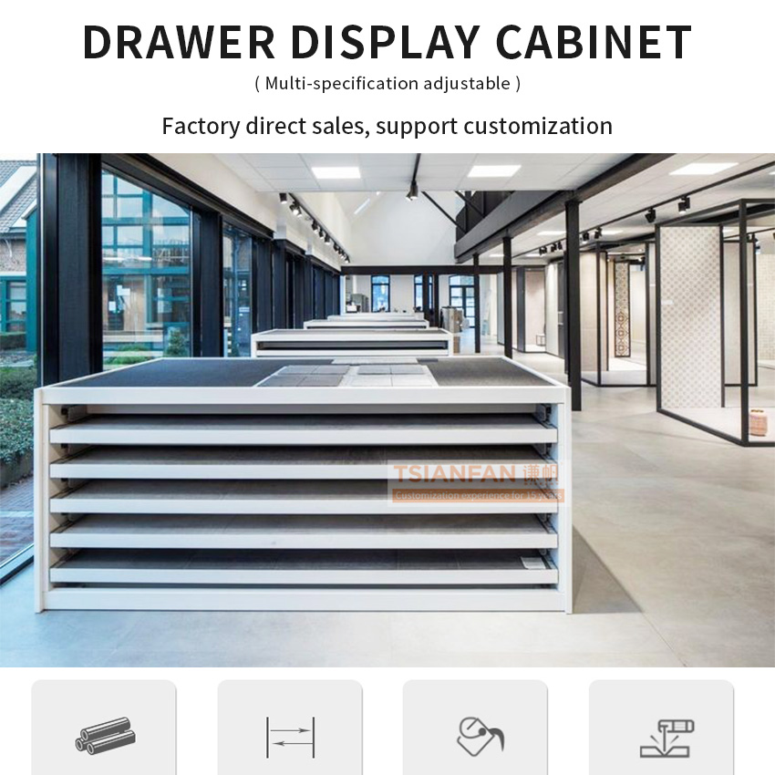 Tile board drawer display cabinet Push and pull display cases