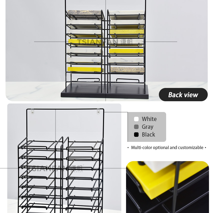 Wholesale Double Side Metal Marble Tiles Stone Sample Display Stand