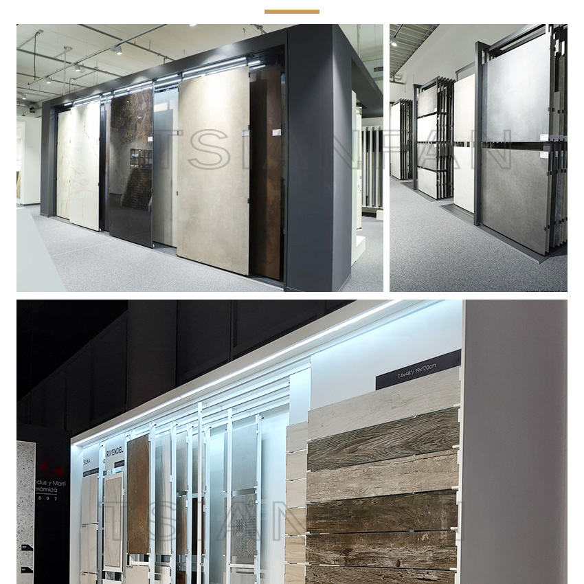 Tile Floor Marble Slab Push Pull Display Stand Factory Showroom Inclined Quartz Stone