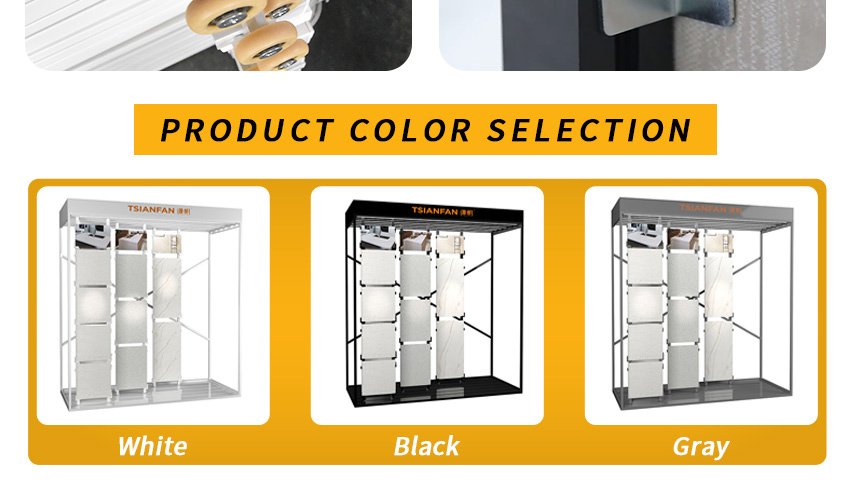 Large tile board push pull sliding display Cabinet Factory Customize For Showroom