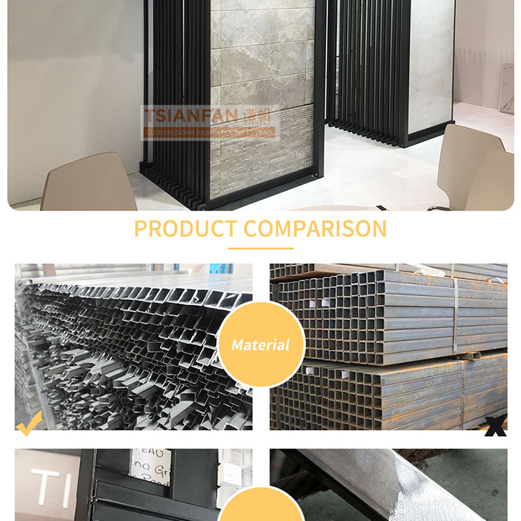 Custom fashion vertical push-pull tile display rack