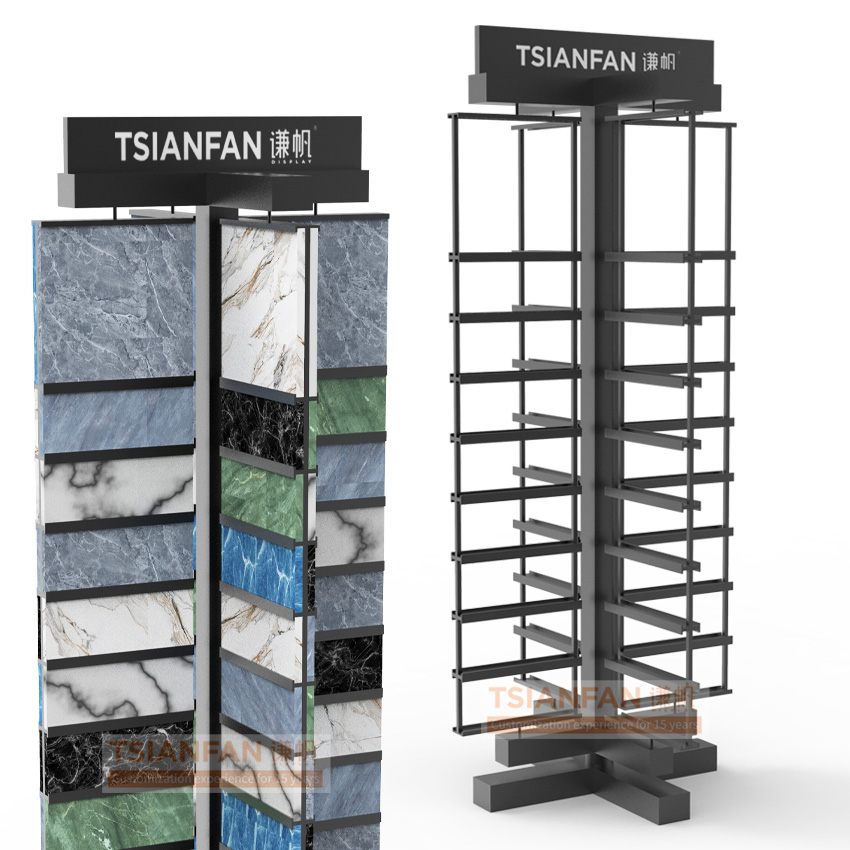 Tile quartz stone rotating display rack floor display stand