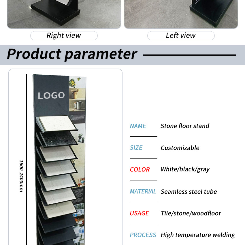 Marble Ceramic Tile Quartz Floor Display Stand Showroom Steel Stone