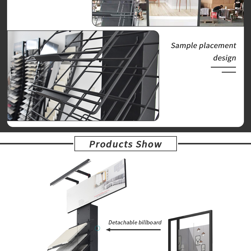 Showroom design Quartz Marble Wooden Tile stone Floor Display Stand
