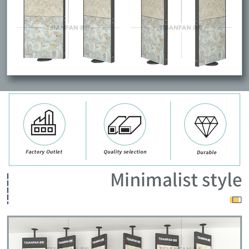 Exhibition hall Granite Quartz stone Plank rotating display rack