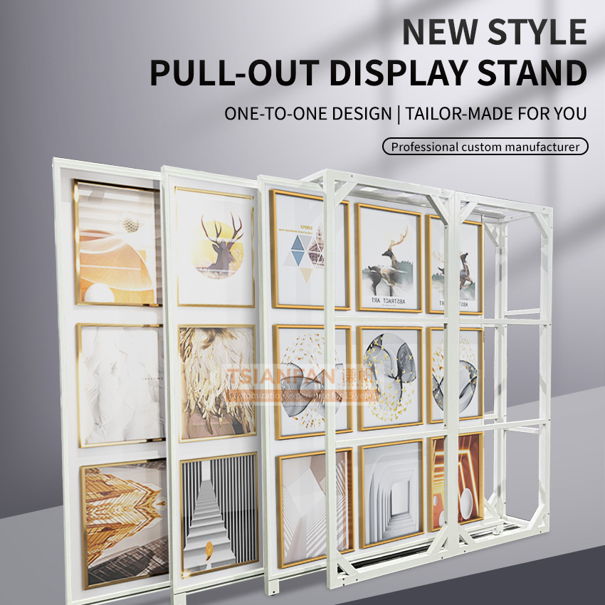 New design showroom photo frame metal for Detachable art painting display rack